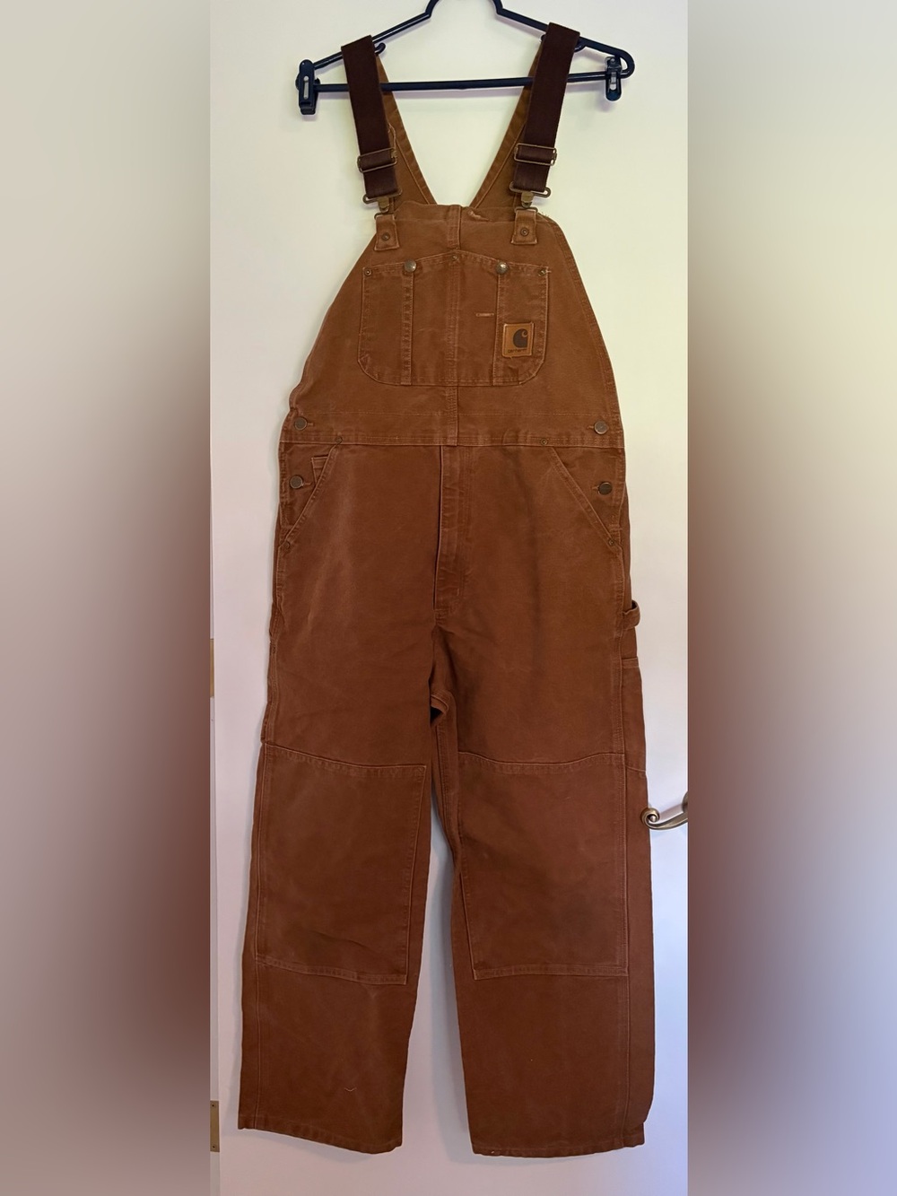 Carhartt Firm Duck Double-Front Bib Overalls Brown Sz 36x30